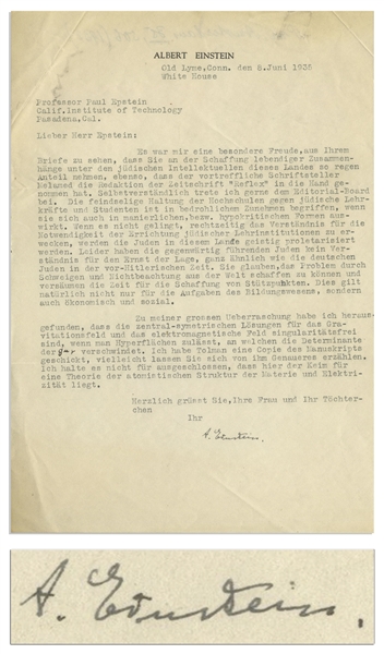 Albert Einstein Letter Signed in 1935 -- ''The hostile attitude of universities towards Jewish teaching staff and students has been increasing...similar to the German Jews in the time before Hitler''